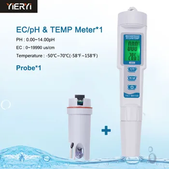 Profesionālā 3-in-1 PH Ūdens Kvalitātes Testēšanas Pildspalva ar Maināmu zondes PH/EK/TEMP Skābuma Mērītājs Dzeramā Ūdens Kvalitātes Analizators