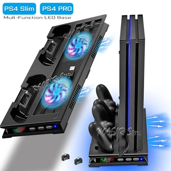 PS4 PRO SLIM Spēļu Konsoli Vertikālā Dzesēšanas Ventilators Piecelties, 2 Gamepad LED Uzlādes Stacija 3 MEZGLS Sony Playstation 4 S Piederumi