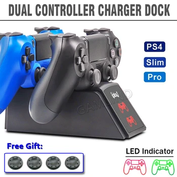PS4/Slim/Pro Dual Kontrolieris Lādētāju Doka Stacijas PS 4 Gamepad Kursorsviru Lādētāju Stāvēt LED Indikators Sony Playstation4 Spēle