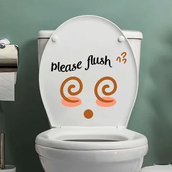PVC Brīdinājuma Decal Lentes Smieklīgi Tualetes Sienas Uzlīmes, Lūdzu, Flush Apdare WC Piederumi Vannas istabas Sienas Dekors