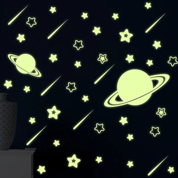 PVC Gaismas Sienas Uzlīmes, kas Spīd Tumsā Star Sienas Uzlīmes Galaxy mēness, Zvaigžņu Gaismas Bērnu Istabas Dekori Tapetes Plakāts