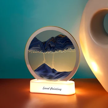 Radošā plūstošās smiltis Krāsošana Nakts Gaisma Romantiska 3D smilšu pulkstenis Galda Lampas Mājsaimniecības Darbvirsmas Apdare, LED Gaismas Ziemassvētku Dāvanu