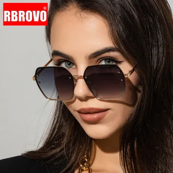 RBROVO 2022 Lielgabarīta Saulesbrilles Sieviešu Square Luxury Briļļu Sieviešu/Vīriešu Slīpums Saules Brilles Metāla Gafas De Sol Hombre UV400