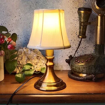Retro Bezvadu Bārs Galda Lampa Ar Auduma Abažūrs LED Gultas Darbvirsmas Nakts Vieglā Pieskāriena Sensoru, Restorāns, Kafejnīca Galda Gaismas