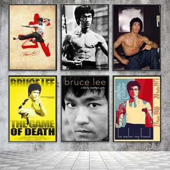 Retro Bruce Lee Classic Attēls Kanvas Glezna Veco Filmu Attēla Bārs, Kafejnīca Apdare Mākslas Dekori Bērnu Istabā, Glezna, Gleznas Plakāts