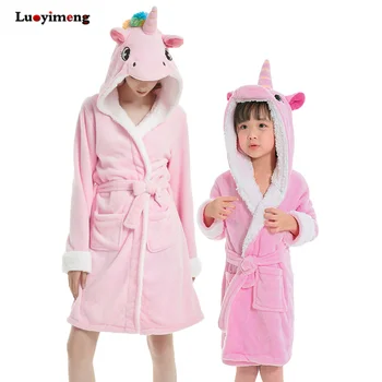 Rozā Licorne Peldmēteļi Meitenēm Pidžamas Zēniem Sleepwear Dzīvnieku Karikatūra Pludmales Dvieli Kapuci Sievietēm Sleepwear Bērnu Unicorn Pidžamas