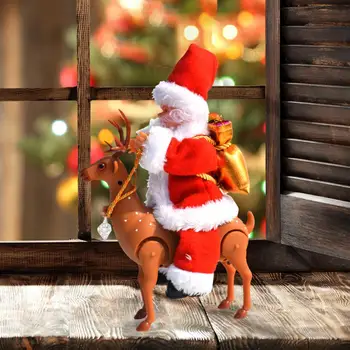 Santa Klausu brauciens Ar Briežu Ziemassvētki Elektriskie Mūzikas Rotaļlieta Mājās Ziemassvētku Rotājumi Tabula, kurā Svētku Dāvanu, lai Bērns Jaunajā Gadā Grupa