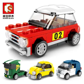 SEMBO Kopā 4 Mini Sacīkšu Sporta Automašīnas, Celtniecības Bloki Radošo Montāža Sērijas Dāvanas 277pcs Intelektuālā Zēni, Bērnu Rotaļlietas