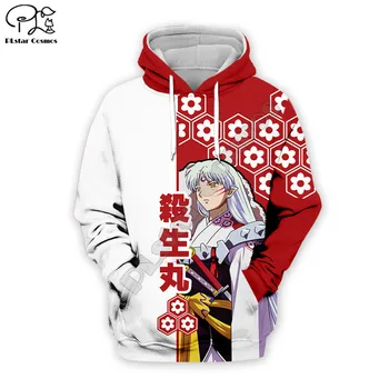 Sesshoumaru Anime 3d visas Iespiests Unisex hoodies Harajuku Fashion Gadījuma Kapuci sporta Krekls zip hoodies piliens kuģniecība