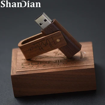 SHANDIAN Koka USB2.0 flash drive grozāms koka pen drive 8GB 128GB 16GB 32GB 64GB Bezmaksas custom logo Memory stick dāvanu U diska