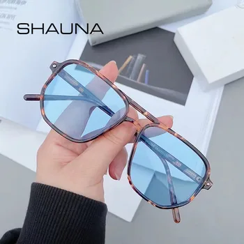SHAUNA TR90 Modes Dubultā Tilti Kniedes Sieviešu Laukumā Saulesbrilles Retro Anti-Zila Gaisma Optisko Briļļu Rāmji