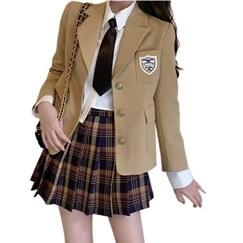 Sieviešu Pavasara Plānas JK Uzvalka Augsta Vidukļa Japāna Preppy Stils Skolā Vienotu Īstermiņa Dizaina Žetons Žakete Mētelis Top Outwear Drēbes