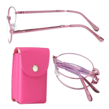 Sieviešu Portatīvo Salokāmo Lasīšanas Brilles Modes Klasika Metāla Rāmis vecuma tālredzība Brilles ar Stikliem Soma Anti Blue Ray Brilles