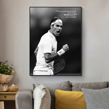 Slavenais tenisists Rodžers Federers Plakātu Sienas Mākslas Audekls Drukāt uz Sienas Motivējošs Citāts Dekoratīvais krāsojums, lai Dzīvojamā Istaba