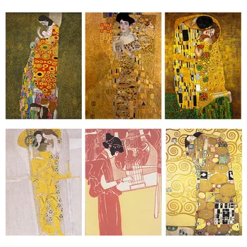 Slavenā Gustava Klimta Skūpsts Abstraktā Audekls Gleznošanai Plakātu Izdrukas un Reprodukcijas Sienas Art Attēlus Dzīvojamā Istaba Dekori