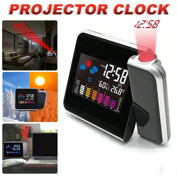 Smart Alarm Clock Ciparu Led Projektors Temperatūra Laika Projekcijas Lcd Displejs Laika Pulkstenis Elektronisko Digitālo Pulksteni