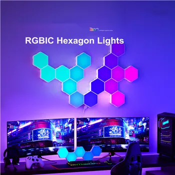 Smart RGBIC LED Sešstūris, Sienas lampas, Wi-Fi Strādāt ar Alexa & Google Palīgs Heksa Gaismas Paneļi Spēļu TV Guļamistabā Sienas Dekori