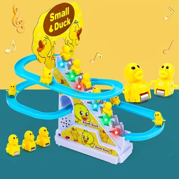 Smieklīgi Rotaļlietas Elektriskās Pīļu Kāpšanas Zvaigznes Rotaļu LED bākugunis Mūzikas Ierakstu Slaidu Spēli amerikāņu Kalniņi Kids Izglītojošās Rotaļlietas