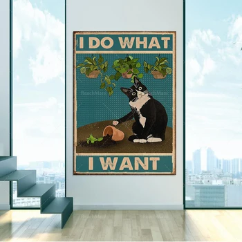 Smokings kaķis dārza dārznieks es daru to, ko es gribu darīt, plakātu sienas mākslas drukāšanu mājas dzīvi apdare plakāts