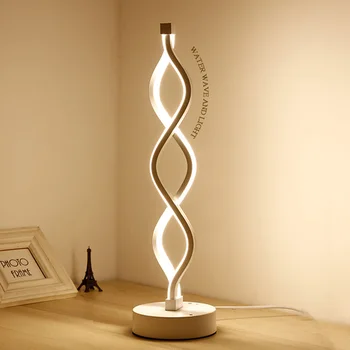Spirālveida Vilnis LED Galda Lampa ir Viegli Uzstādīt Enerģijas Taupīšanas Mūsdienu Aptumšojami Darbvirsmas Gultas Dekoratīvās Lampas Akrila Lampas
