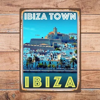 Spānija Ibiza Town Metāla Skārda Zīme Metāla Zīmju Mājas Istabā Sienas Dekori Retro Vintage Stila Ceļojumu Plakāts