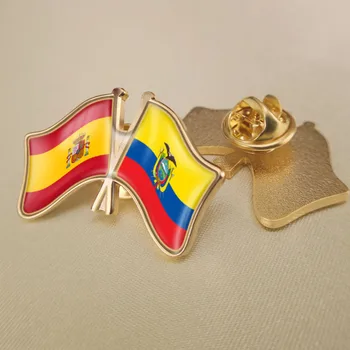 Spānija un Ekvadora Šķērsoja Dubulto Draudzība Karogi Atloks Pins Broša Nozīmītes