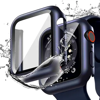 Stikla+Case For Apple Skatīties Serie 7 6 5 4 3 2 1 SE 45mm 41mm IWatch Gadījumā 44mm 40mm 38mm 42mm Bufera Screen Protector+Vāks Skatīties