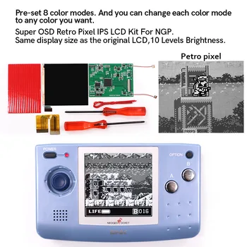Super OSD Versija Lielā Ekrāna Backlight LCD NGP LCD SNK Neo Geo Pocket Black/White Spēļu Konsole