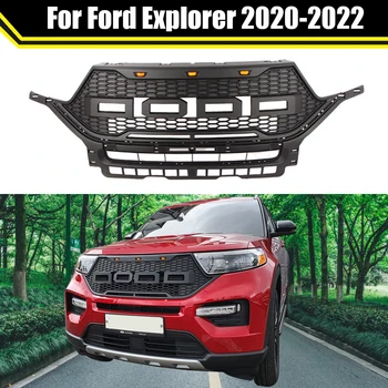 Suv Auto Priekšējā Bufera Restes, Pelēks Vai Matēts Melnā Pārsega Restes Auto Augšējā Grils Ar LED Gaismas Ford Explorer 2020 2021 2022