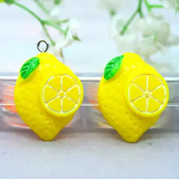 Sveķu Flatback Citrona Augļu Cabochons Namiņš Augļu Miniatūras DIY Rotaslietas, Amatniecības, kas veic Piegādi Matadatu Rotājumi