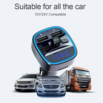 T25 Automašīnas Bluetooth 5.0 FM Raidītājs Bezvadu Brīvroku sistēmas Audio Uztvērēju Auto MP3 Player 2.4 Dual USB Fast Charger Auto Aksesuāru