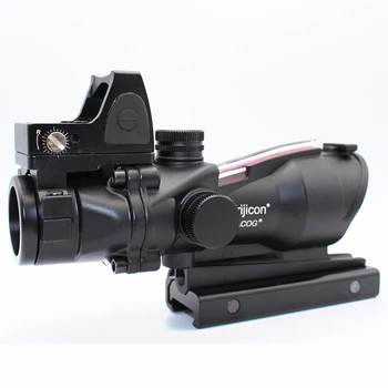 Trijicon ACOG Stila 4X32 Medību Riflescope Nekustamā Optisko Šķiedru Sarkanā vai Zaļā Chevron Tīkliņš, Izgaismotas Redzesloka ar RMR