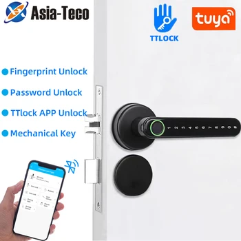 TTLock LIETOTNI Smart pirkstu Nospiedumu Bloķēšanas paroles Durvju Bloķēšanas kods Bluetooth Biometrisko pirkstu nospiedumu slēdzene Elektronisko Roktura Bloķēšanas