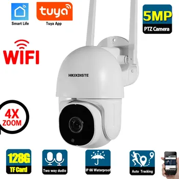 Tuya PTZ Wifi Kameru Āra 5MP divvirzienu Audio CCTV Drošības Novērošanas Kamera Bezvadu Smart Aprites Uzraudzības IP Cam H. 265 P2P