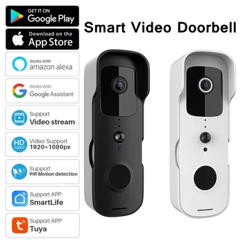 Tuya Smart Home 1080P Video Durvju Zvanu Kamera Āra Bezvadu Durvju zvans Nakts Drošības Domofons Cam, Lai Alexa, Google Smart Dzīve