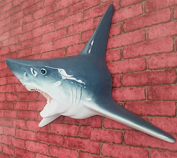 Unikālo Baltā Haizivs Galvas Skulptūru Sienas Karājas Sveķu 3D Žokļu Statuja Okeāna Mākslas un Amatniecības Ornaments Uz Mājām un Bāra Dekori