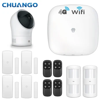 Upscale Chuango 400-LTE, WiFi un 4G GSM Signalizācijas Sistēma Smart Home Apsardzes Signalizācijas Sistēmu ar Dūmu/Gāzes/PIR Detektori