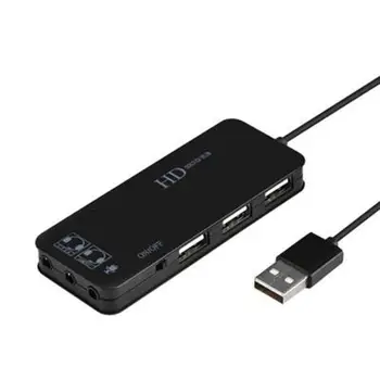 USB Hub 3-Port Stereo DJ Ārējās Skaņas Kartes Austiņas un Mikrofonu Adapteris DATORU, Klēpjdatoru USB 3D Ārējo Skaņas Karti