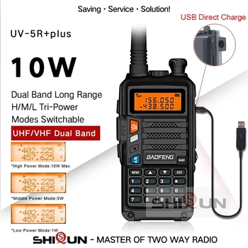UV-5R Plus Baofeng Walkie Talkie lielos attālumos 10W Ham Radio Medību 10 km Jauninājums no UV-5R UV-10R UV-16 10KM UHF/VHF Tri Datumi