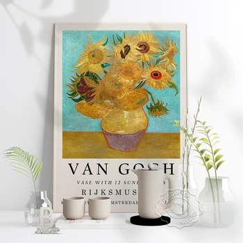 Van Goga Izstāde Plakātu Saulespuķes Ziedu Sienas Mākslas Dekoru Ainavu Raksturu Art Print Vintage Kanvas Glezna, Dāvanu Idejas