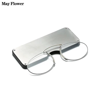 Var Bez Apmales Ziedu Putas Deguna Klipu Par Lasīšanas Brilles Mini Portatīvo Slinks Brilles Ar Sakausējuma Gadījumā Vīrieši Sievietes +1+1.5+2+2.5+3