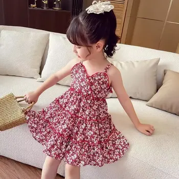 Vasaras Bērnu Puķu Meitene Kleitas Puse Kleita Meitenēm Modes Bez Piedurknēm Jaundzimušo Bērnu Apģērbs, Bērnu Drēbītes, 2022