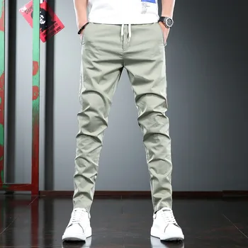 Vasaras Gadījuma Zīmuli Bikses Vīriešu Modes Korejiešu Stilā, Viegls Slim Fit Bikses