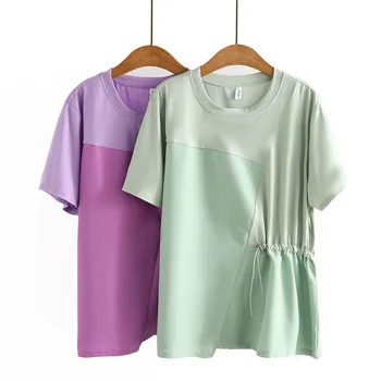 Vasarā Jauni Grūtniecēm ir Neregulāra Īsām Piedurknēm T-krekls gray22