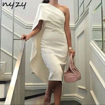 Viena Pleca, Cape Piedurknēm Kokteilis Kleitas Baltā Jersey eleganta kleita sievietēm attiecībā uz kāzu puse, izlaidums homecoming 2019 NYZY C47