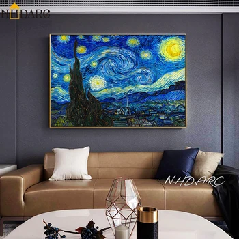 Vinsenta Van Goga Starry Sky Anotācija Klasiskā Stilā, Audekls Drukāt Gleznu Plakātu Sienas Attēlu Mākslas Dzīvojamā Istaba Mājas Apdare