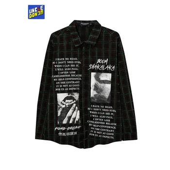 Vīriešu T Garas Piedurknes Izšūta Pogu Up Krekls Japāņu Streetwear Vīriešu Ikdienas Krekli Vīriešu Vintage Apģērbi