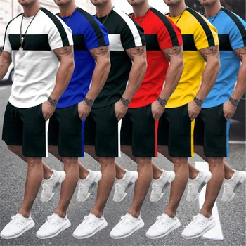 Vīriešu Treniņtērpi T-krekls un Šorti Komplekti Vīriešu Ikdienas Treniņu Darbojas Vasaras Modes Apģērbu Vīriešiem