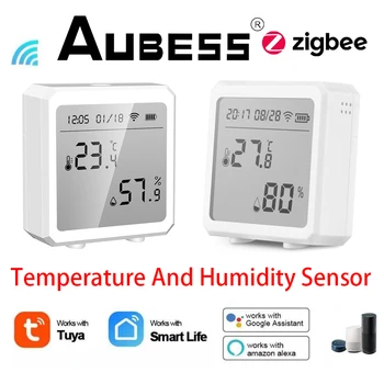 WIFI / Zigbee Temperatūras Un Mitruma Sensors Tuya Iekštelpu Higrometru Termometrs Ar LCD Displejs Atbalsta Alexa, Google Palīgs