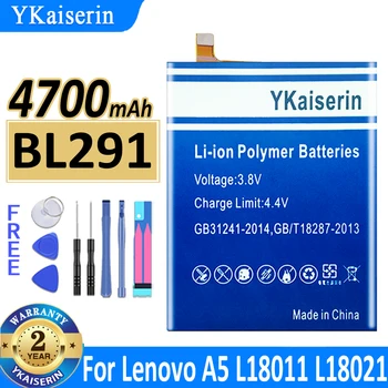 YKaiserin 4700mAh BL291 Akumulatoru, Lenovo A5 L18021 L18011 Tālrunis Augstas Kvalitātes JAUNU Akumulatoru Batterij + Ceļa NR.